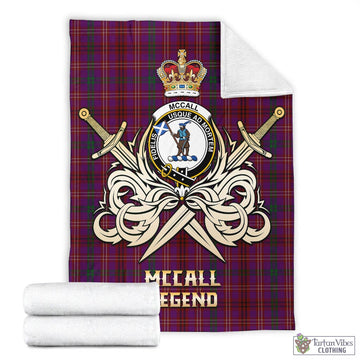 McCall (Caithness) Tartan Blanket with Clan Crest and the Golden Sword of Courageous Legacy - Tartan Vibes Clothing