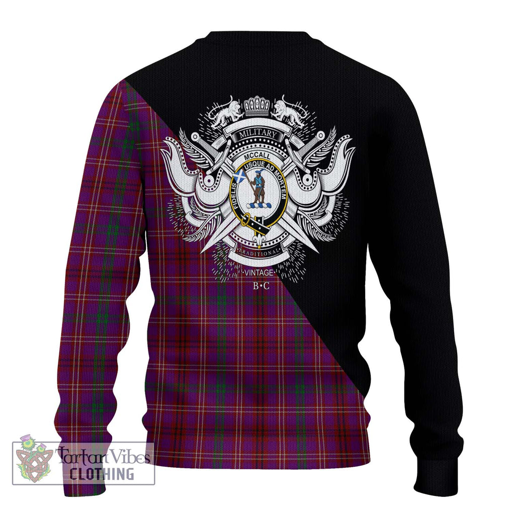 McCall (Caithness) Tartan Ugly Sweater with Family Crest and Military Logo Style - Tartan Vibes Clothing