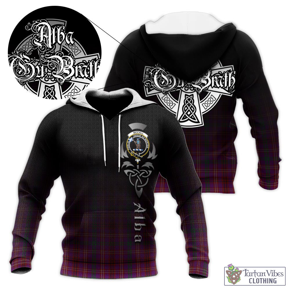McCall (Caithness) Tartan Knitted Hoodie Featuring Alba Gu Brath Family Crest Celtic Inspired - Tartan Vibes Clothing