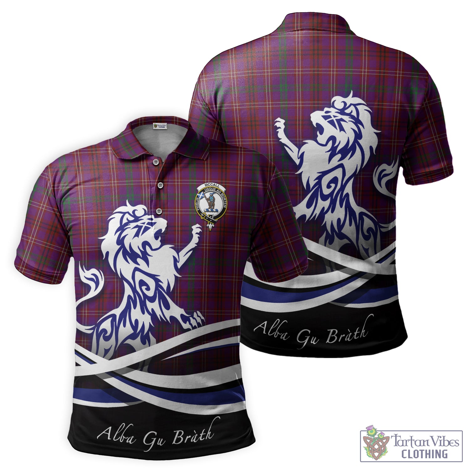 McCall (Caithness) Tartan Polo Shirt with Alba Gu Brath Regal Lion Emblem - Tartan Vibes Clothing
