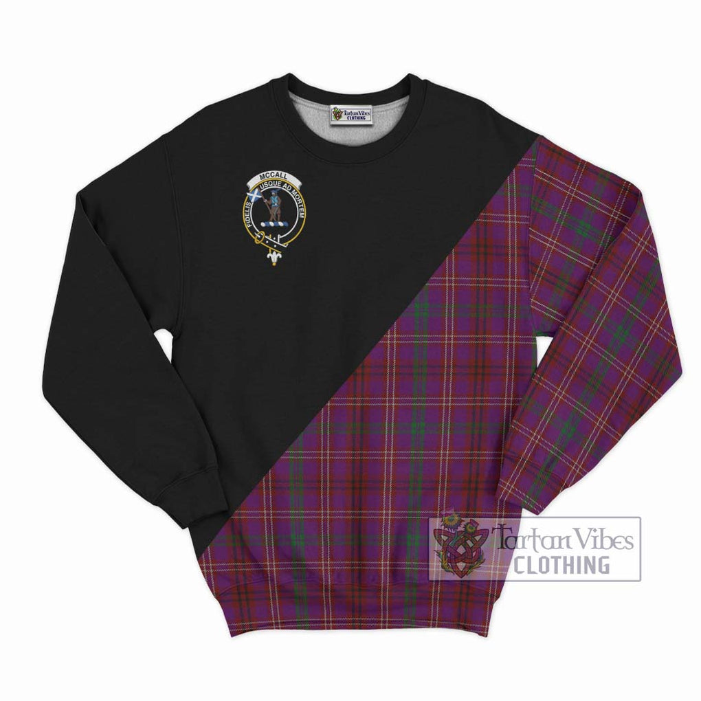McCall (Caithness) Tartan Sweatshirt with Family Crest and Military Logo Style - Tartan Vibes Clothing
