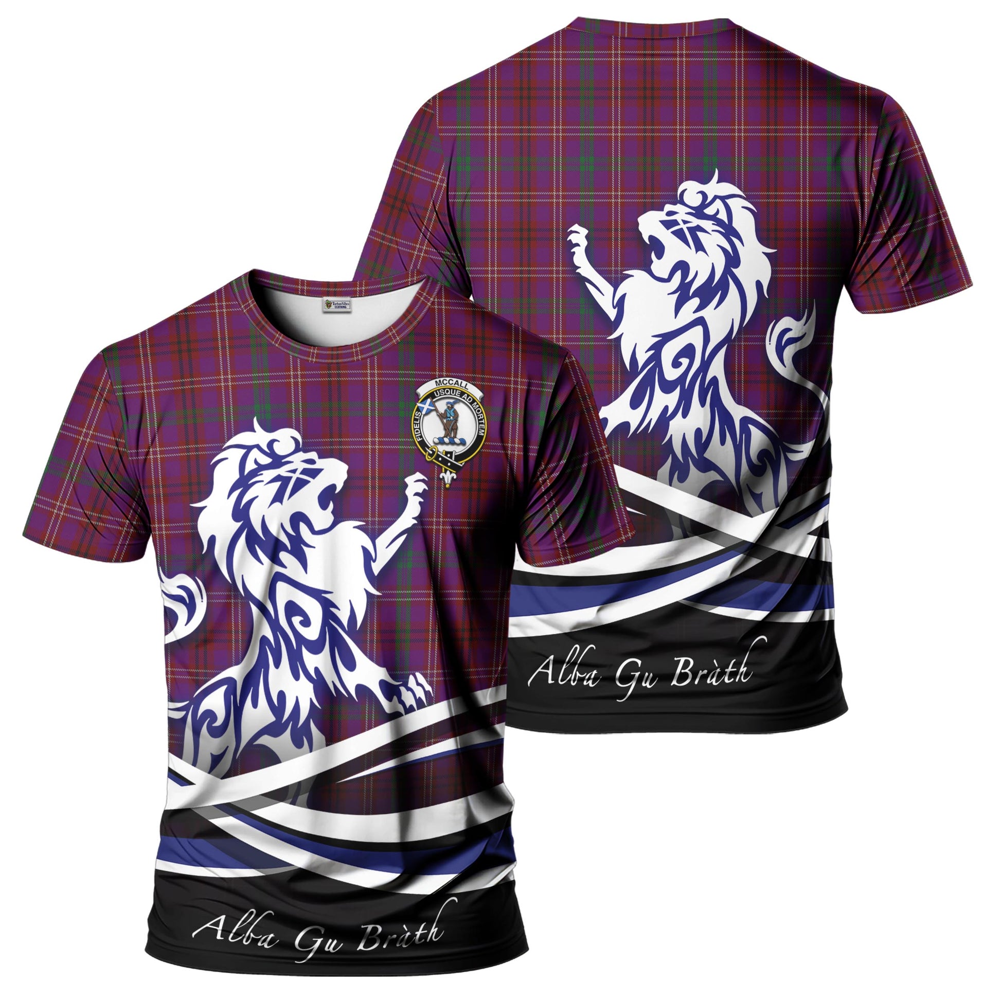 McCall (Caithness) Tartan T-Shirt with Alba Gu Brath Regal Lion Emblem - Tartan Vibes Clothing