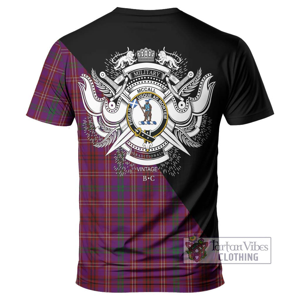 McCall (Caithness) Tartan T-Shirt with Family Crest and Military Logo Style - Tartan Vibes Clothing