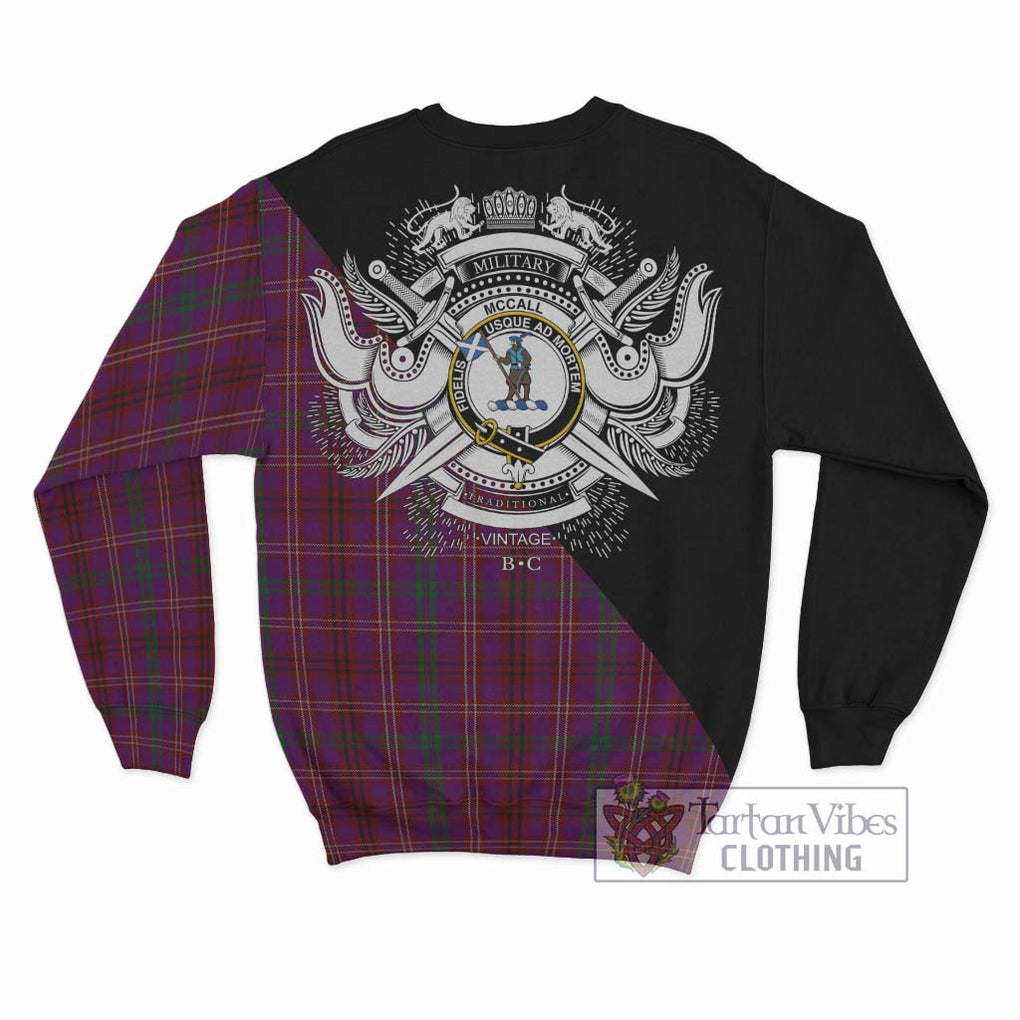 McCall (Caithness) Tartan Sweatshirt with Family Crest and Military Logo Style - Tartan Vibes Clothing