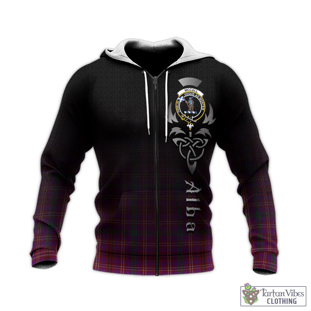McCall (Caithness) Tartan Knitted Hoodie Featuring Alba Gu Brath Family Crest Celtic Inspired - Tartan Vibes Clothing