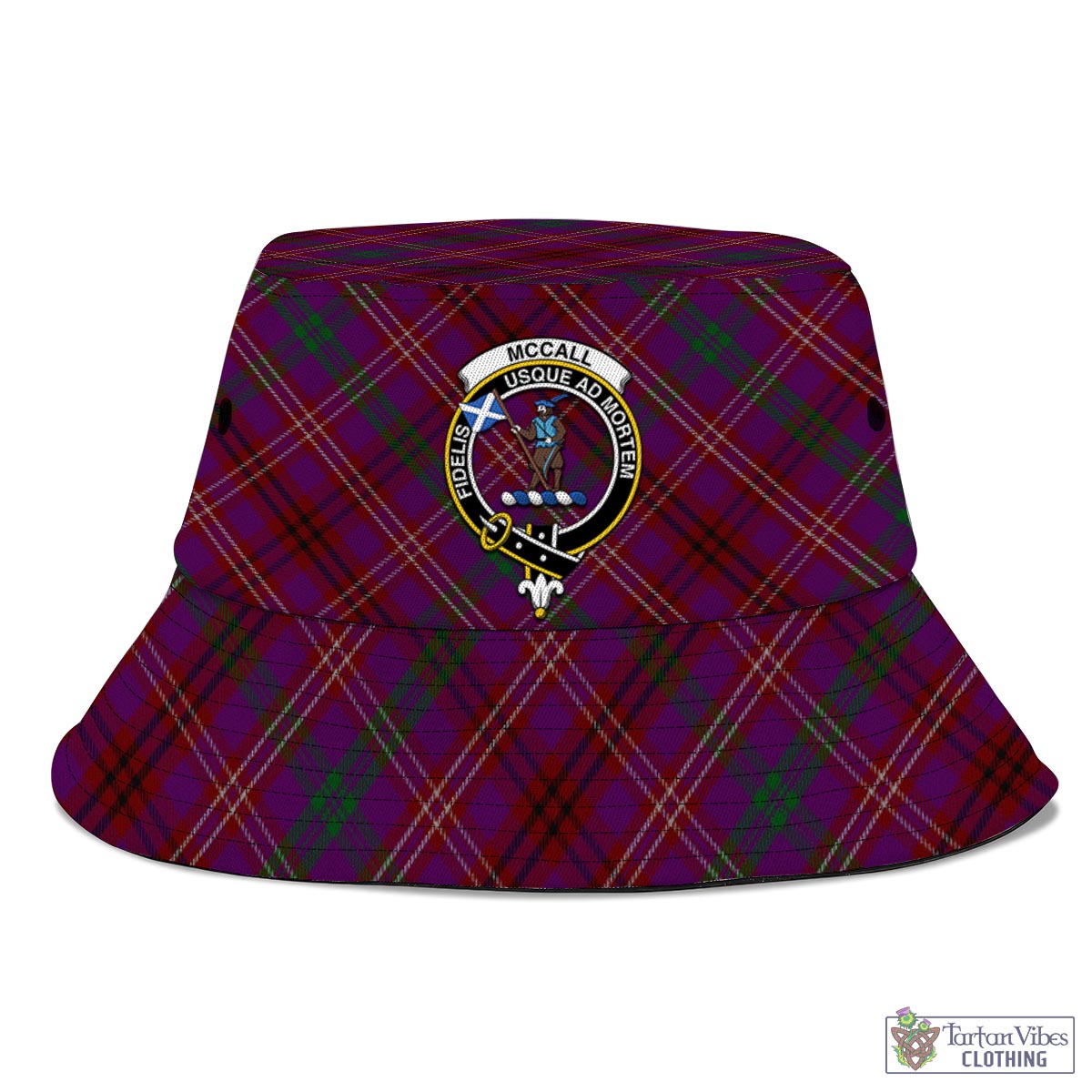 Tartan Vibes Clothing McCall (Caithness) Tartan Bucket Hat with Family Crest