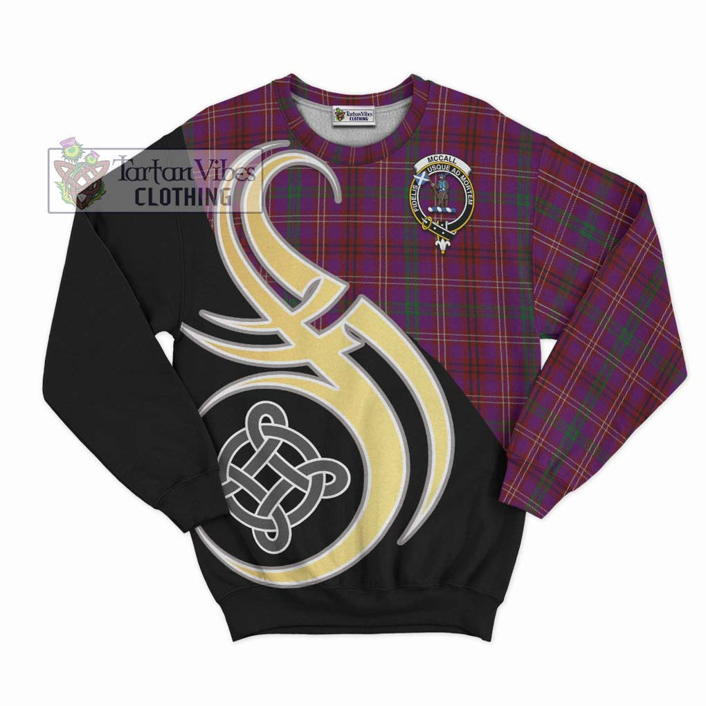 McCall (Caithness) Tartan Sweatshirt with Family Crest and Celtic Symbol Style - Tartan Vibes Clothing