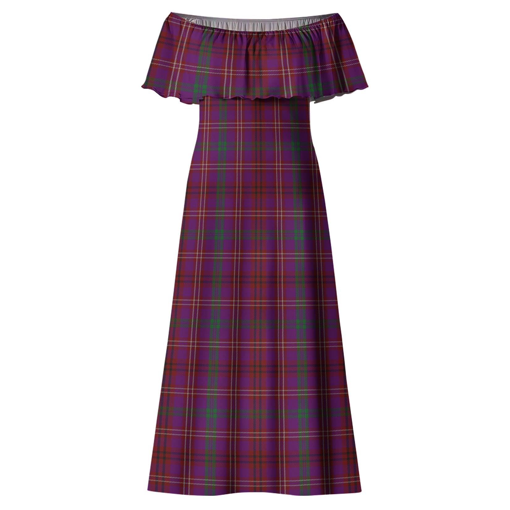 McCall (Caithness) Tartan Off Shoulder Long Dress - Tartan Vibes Clothing