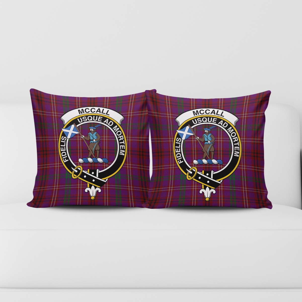 McCall (Caithness) Tartan Pillow Cover with Family Crest - Tartan Vibes Clothing