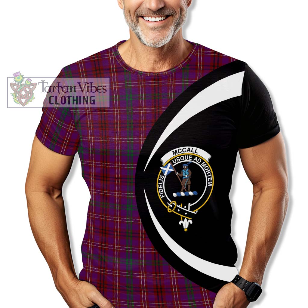 McCall (Caithness) Tartan T-Shirt with Family Crest Circle Style - Tartan Vibes Clothing