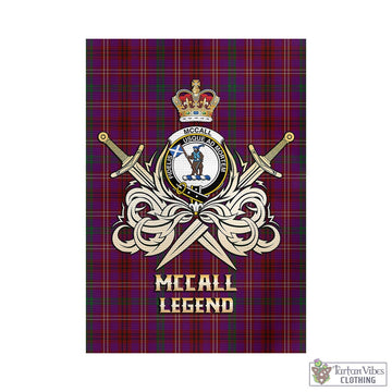 McCall (Caithness) Tartan Garden Flag with Clan Crest and the Golden Sword of Courageous Legacy
