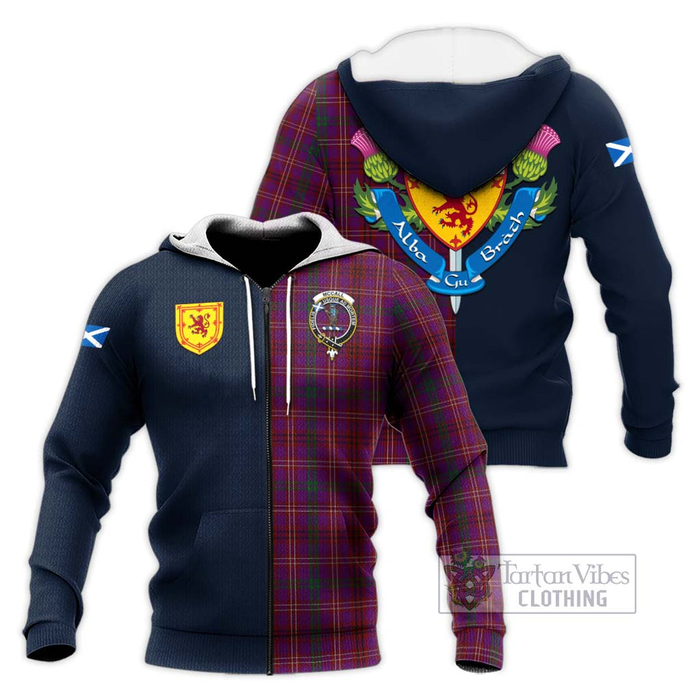McCall (Caithness) Tartan Knitted Hoodie Alba with Scottish Lion Royal Arm Half Style Unisex Knitted Zip Hoodie - Tartan Vibes Clothing