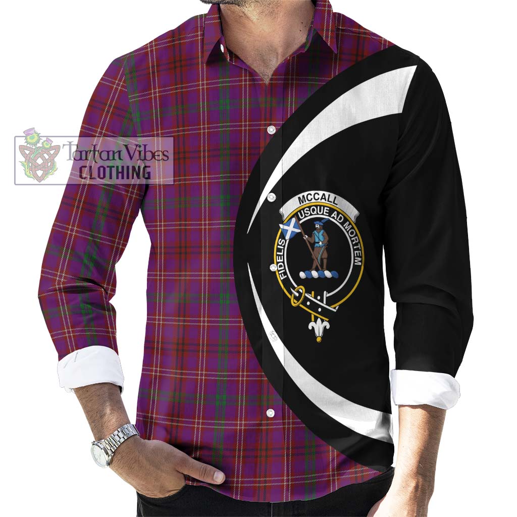McCall (Caithness) Tartan Long Sleeve Button Up with Family Crest Circle Style - Tartan Vibes Clothing
