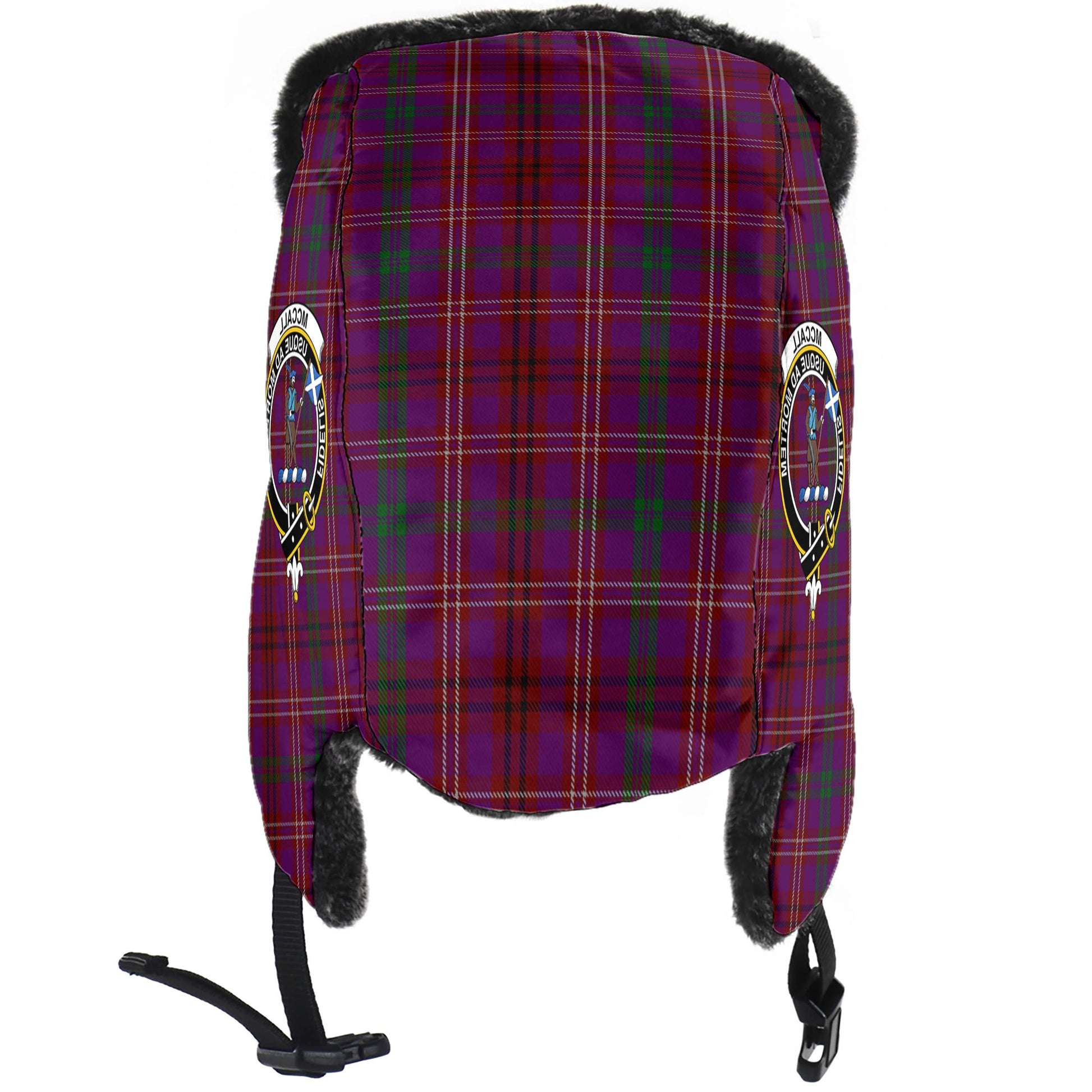 McCall (Caithness) Tartan Winter Trapper Hat with Family Crest - Tartanvibesclothing