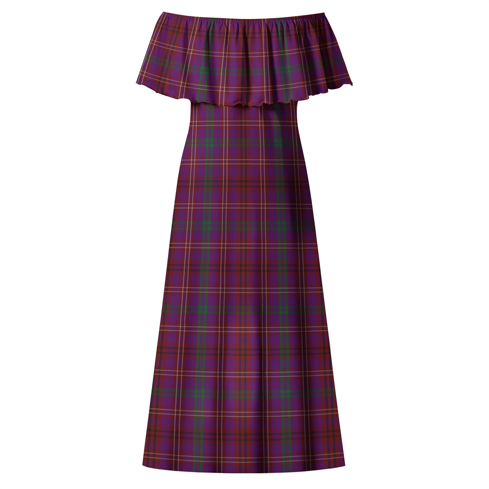 McCall (Caithness) Tartan Off Shoulder Long Dress - Tartan Vibes Clothing