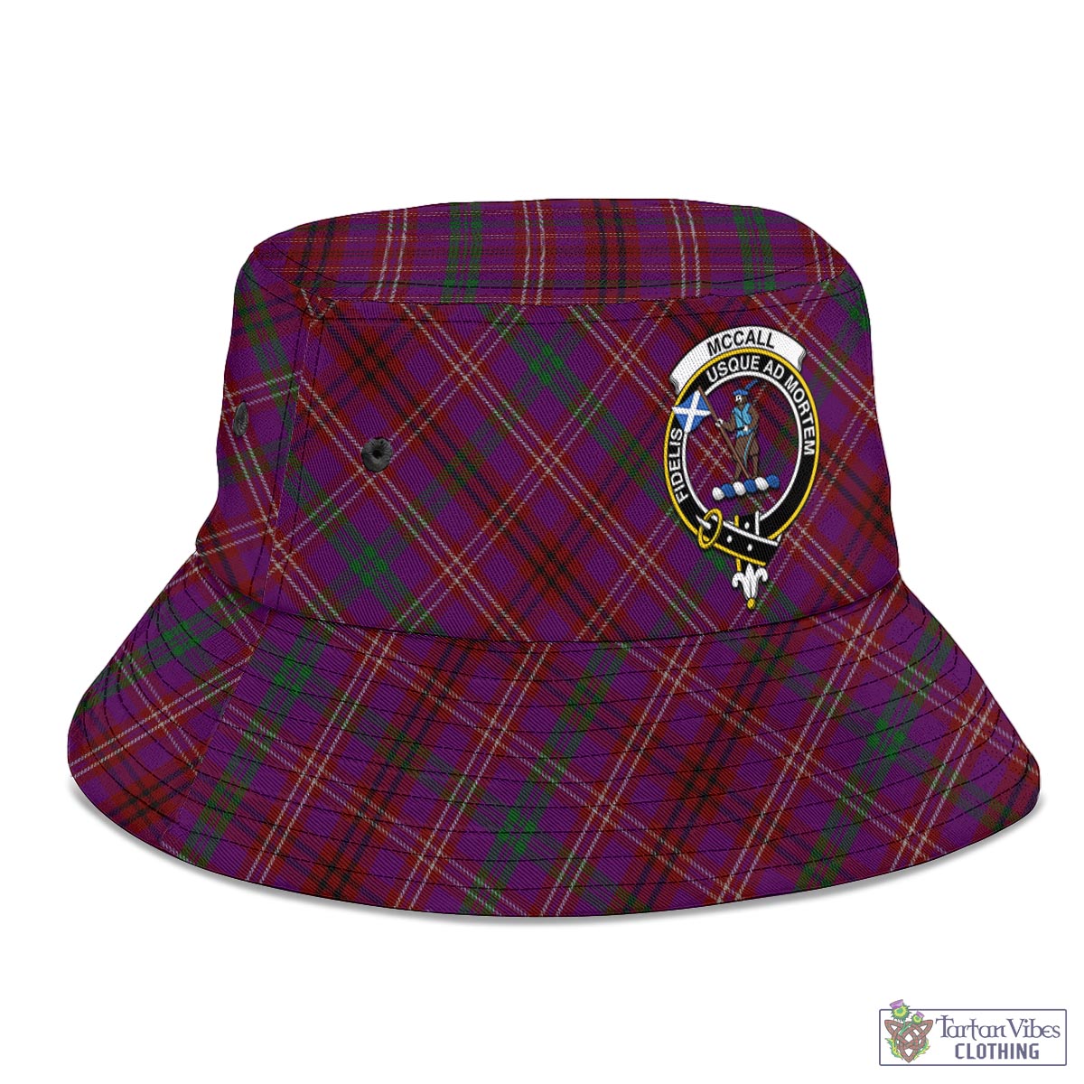 Tartan Vibes Clothing McCall (Caithness) Tartan Bucket Hat with Family Crest