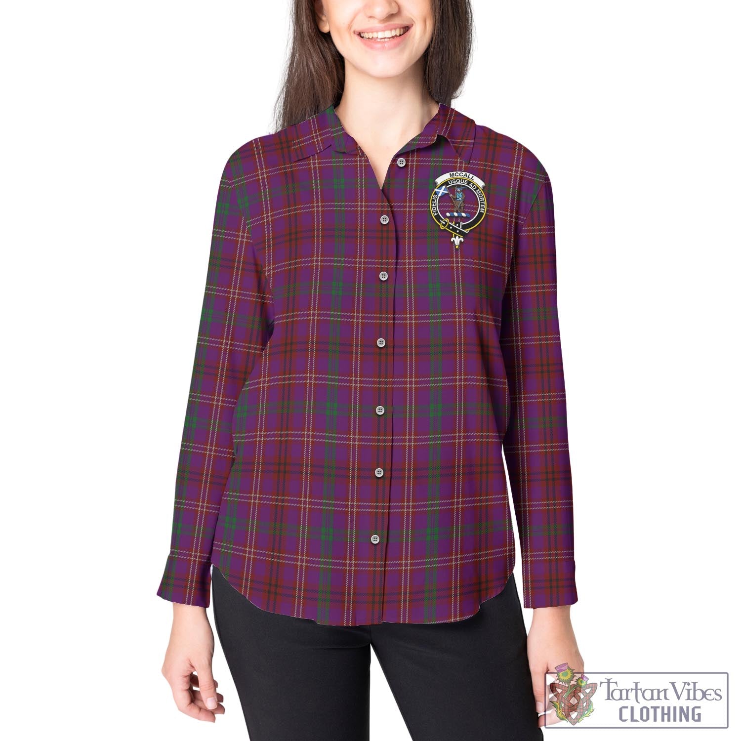 McCall (Caithness) Tartan Women's Casual Shirt with Family Crest - Tartan Vibes Clothing