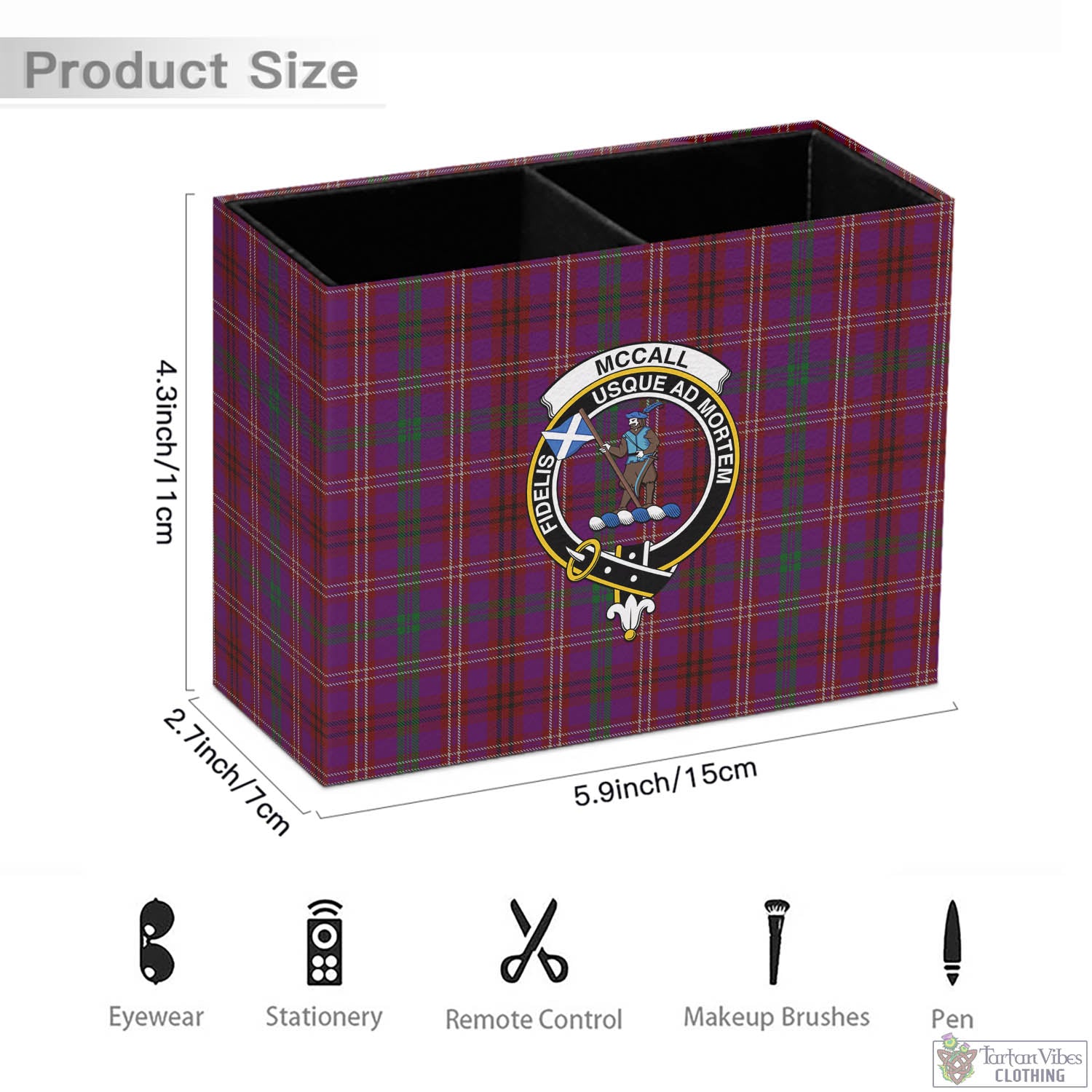McCall (Caithness) Tartan Pen Holder with Family Crest - Tartan Vibes Clothing