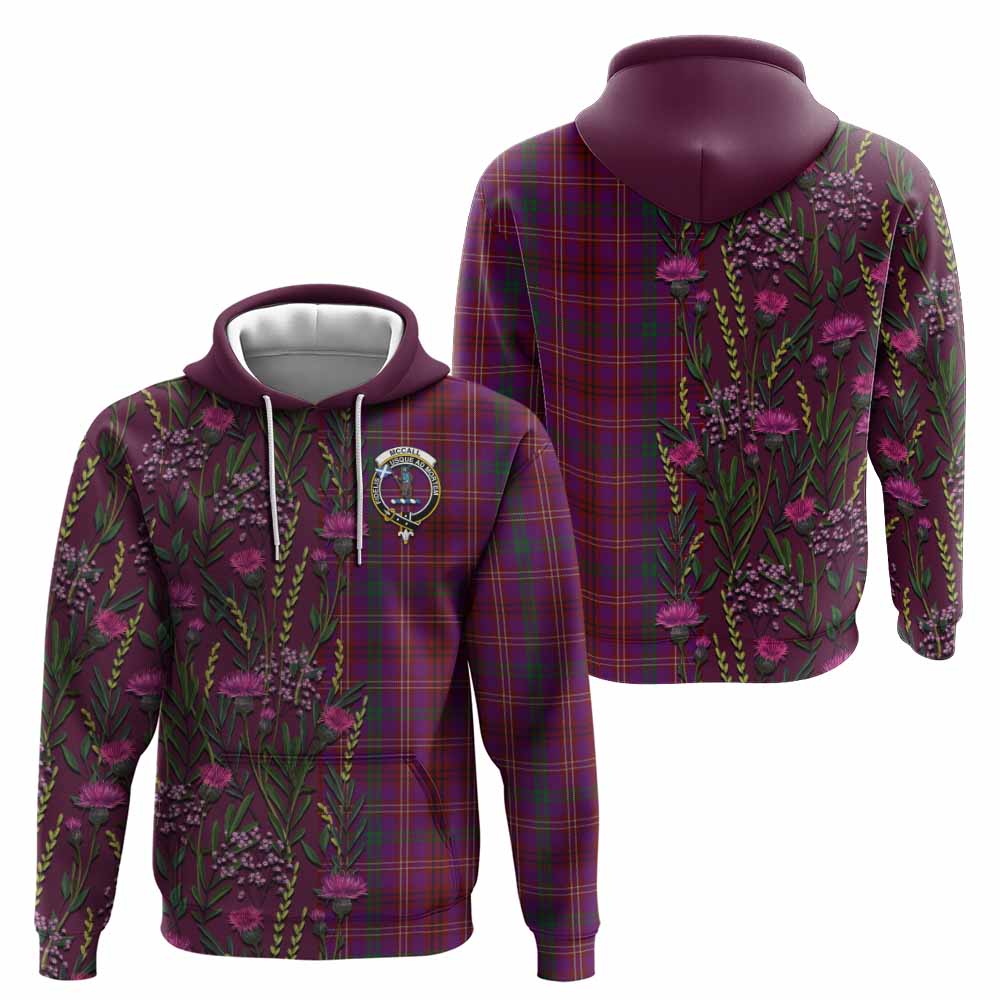 McCall (Caithness) Family Crest Tartan Hoodie Scottish Thistle Flower Pattern Half Style - Tartan Vibes Clothing