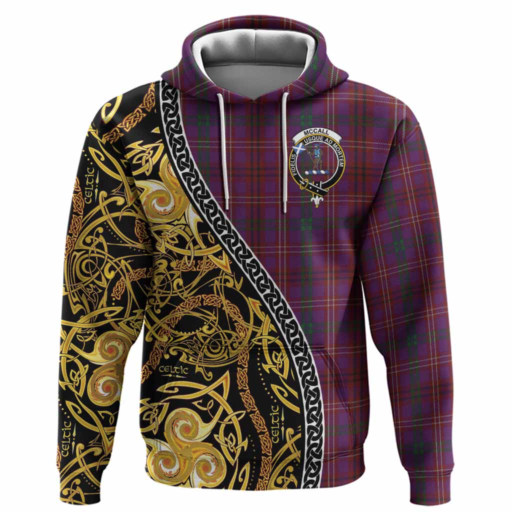 McCall (Caithness) Tartan Crest Hoodie Celtic Knot and Triple Trickle Spiral Symbols