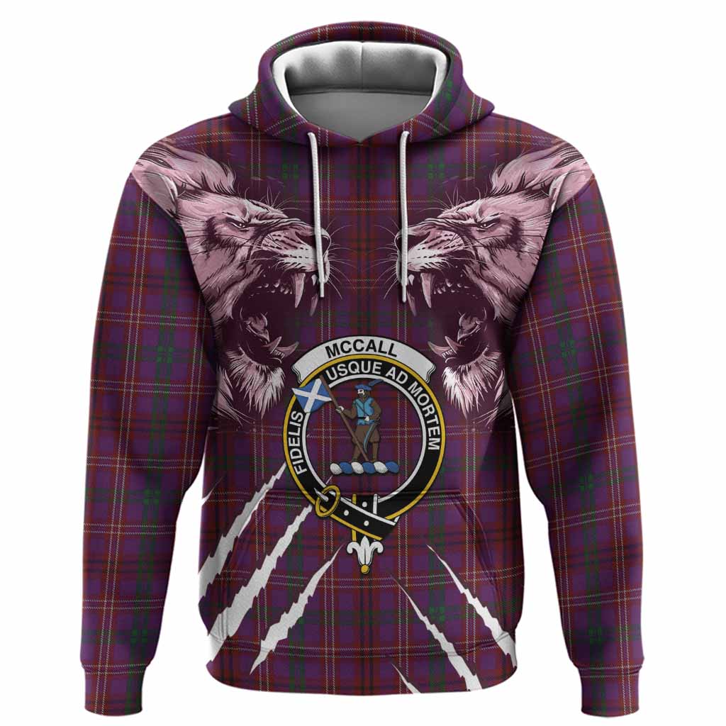 McCall (Caithness) Tartan Crest Hoodie Ferocious Lion Style
