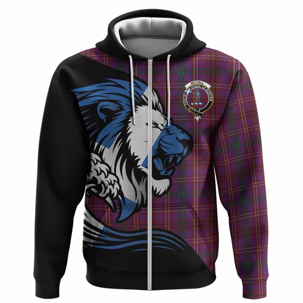 McCall (Caithness) Tartan Crest Hoodie Scottish Golden Lions Wave Flow