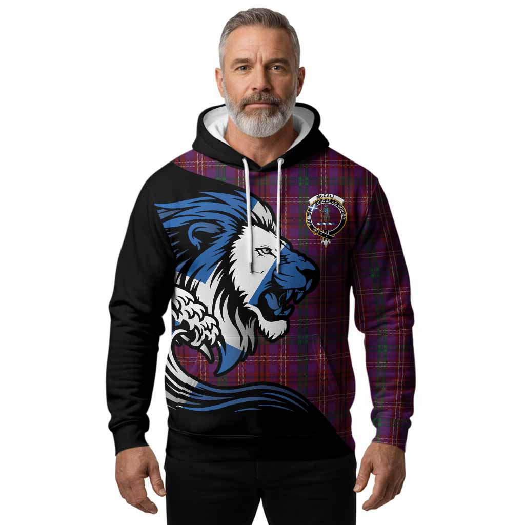 McCall (Caithness) Tartan Crest Hoodie Scottish Golden Lions Wave Flow
