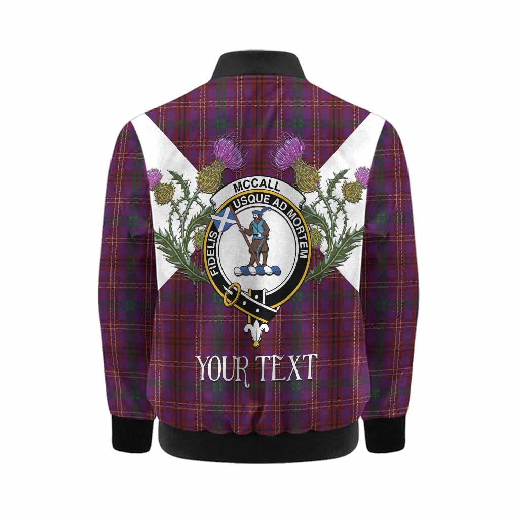 McCall (Caithness) Tartan Family Crest Kid Bomber Jacket Scottish Burns Night Thistle Floral