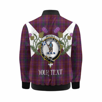 McCall (Caithness) Tartan Family Crest Kid Bomber Jacket Scottish Burns Night Thistle Floral