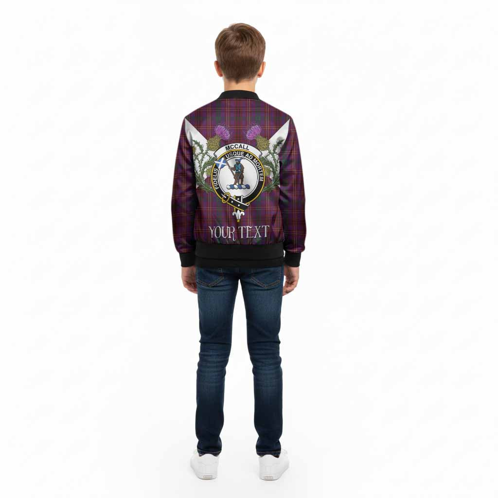 McCall (Caithness) Tartan Family Crest Kid Bomber Jacket Scottish Burns Night Thistle Floral