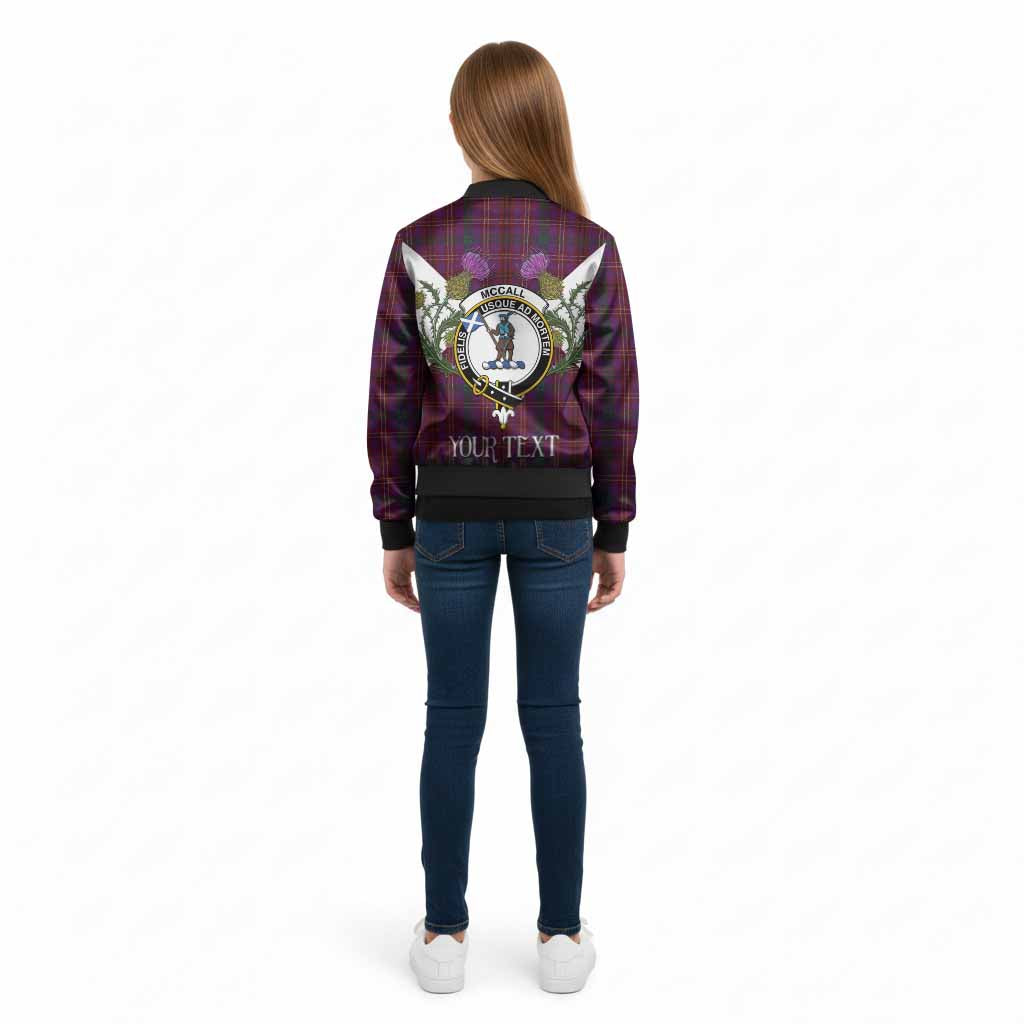 McCall (Caithness) Tartan Family Crest Kid Bomber Jacket Scottish Burns Night Thistle Floral