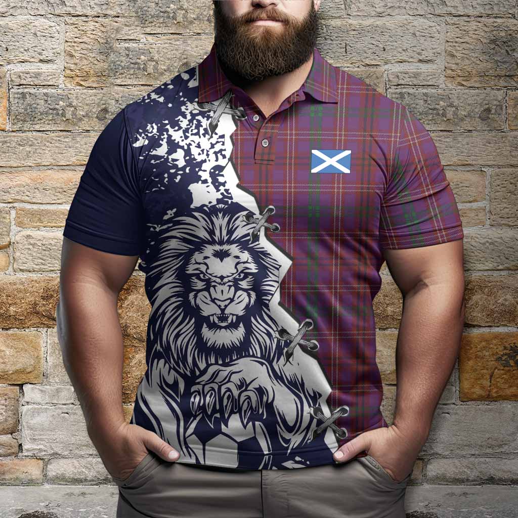 McCall (Caithness) Tartan Scottish Polo Shirt Angry Lion With Soccer Ball Style
