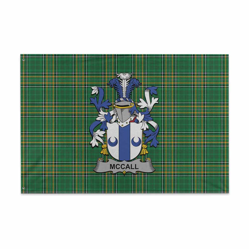 Tartan Vibes Clothing McCall Irish Clan Tartan House Flag with Coat of Arms