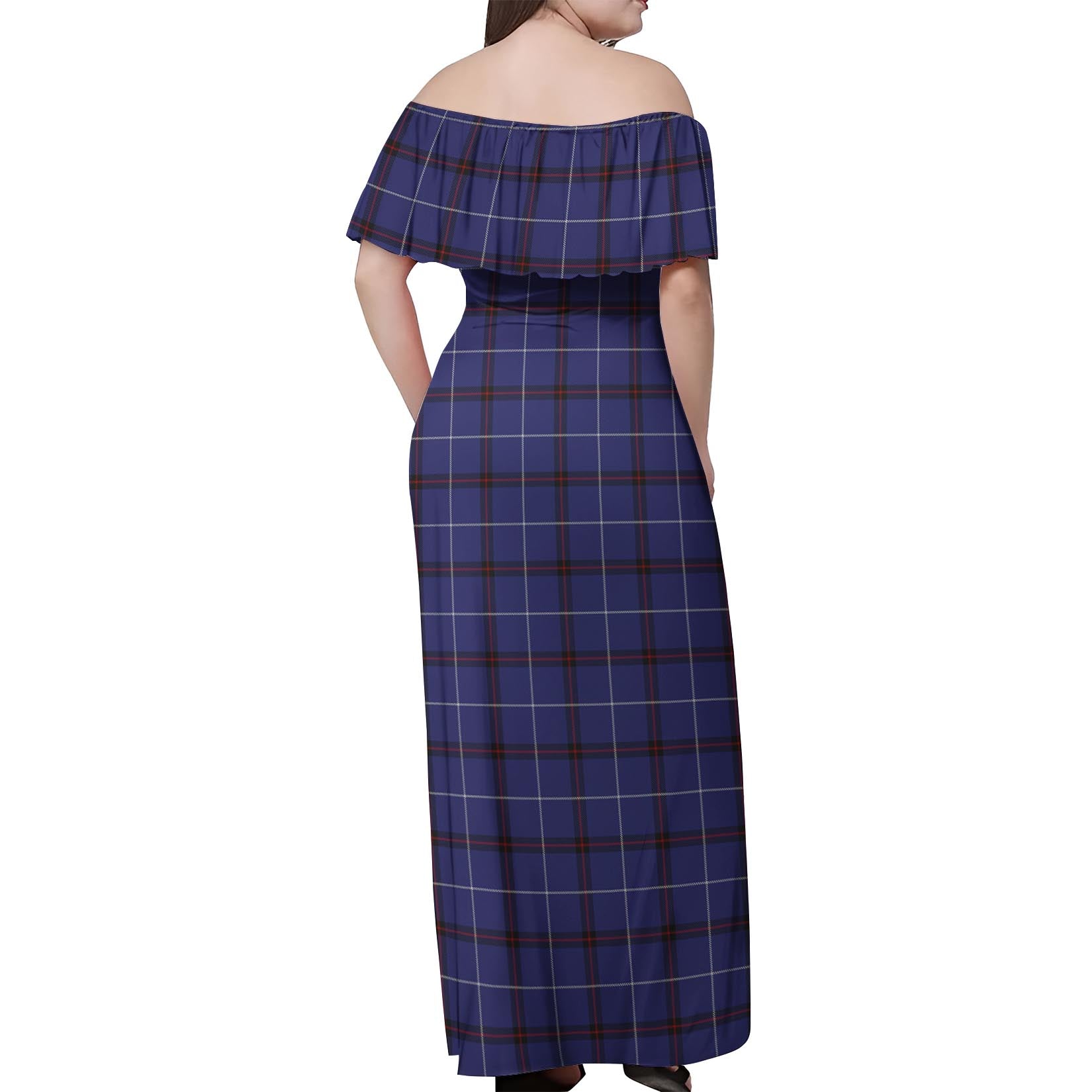 McCallie Tartan Off Shoulder Long Dress - Tartan Vibes Clothing