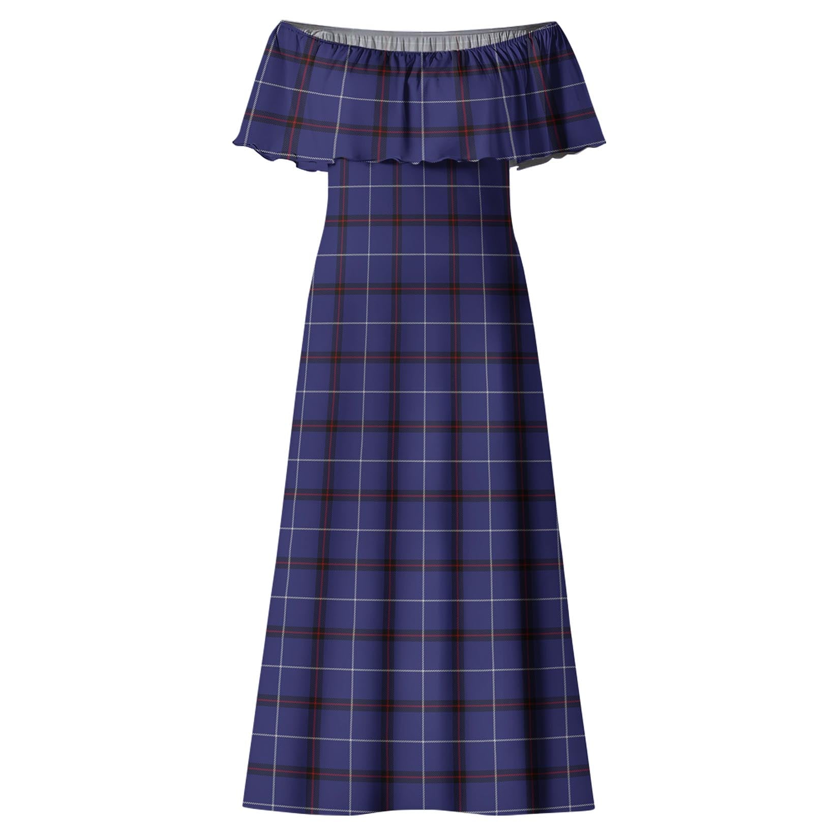 McCallie Tartan Off Shoulder Long Dress - Tartan Vibes Clothing