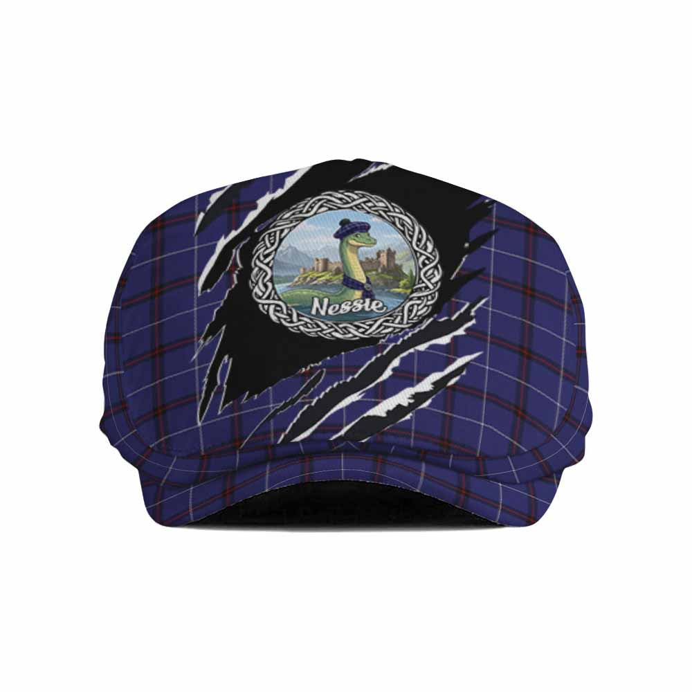 McCallie Tartan Loch Ness Monster Flat Cap, Jeff Cap Celtic Knot Nessie Art