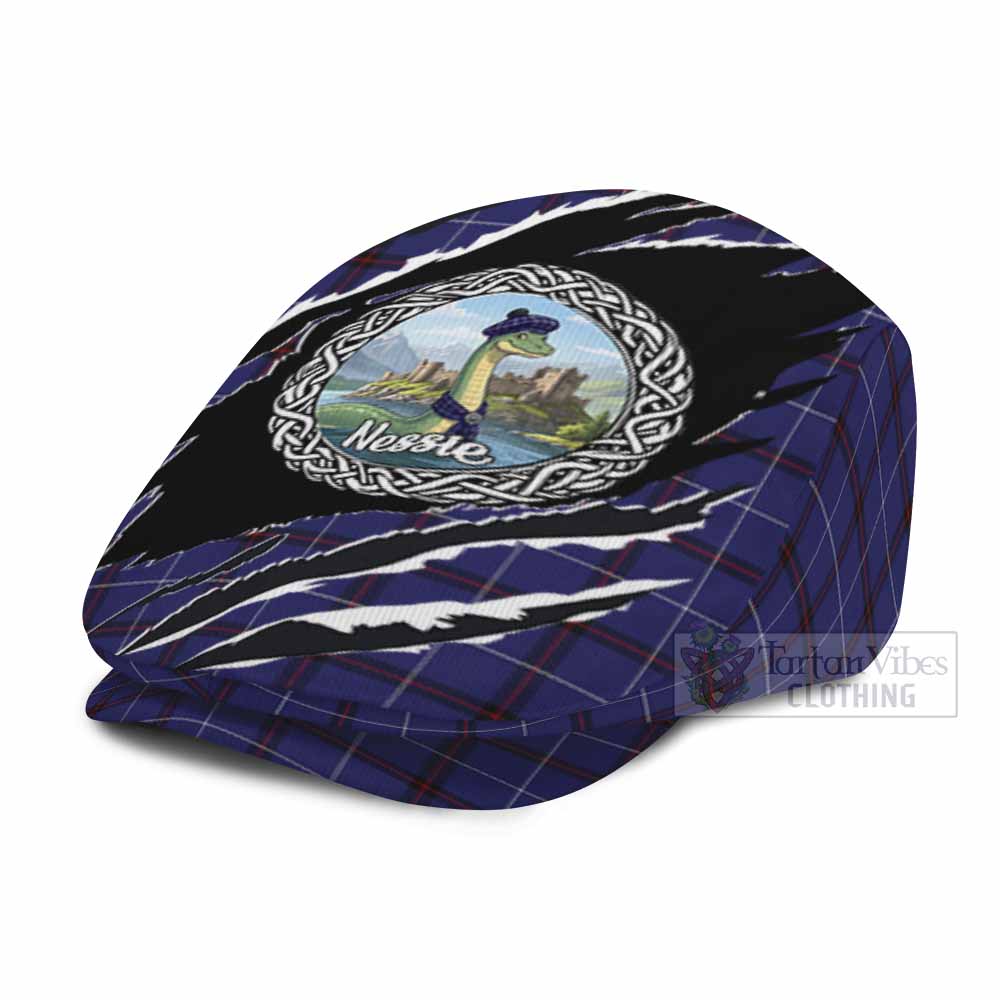 McCallie Tartan Loch Ness Monster Flat Cap, Jeff Cap Celtic Knot Nessie Art