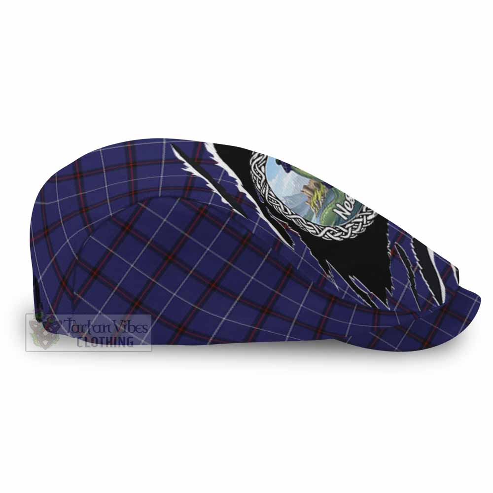McCallie Tartan Loch Ness Monster Flat Cap, Jeff Cap Celtic Knot Nessie Art