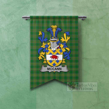 McCann Irish Clan Tartan Gonfalon, Tartan Banner with Coat of Arms