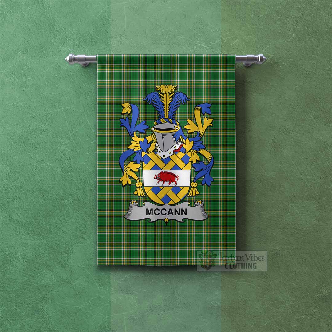 Tartan Vibes Clothing McCann Irish Clan Tartan Gonfalon, Tartan Banner with Coat of Arms