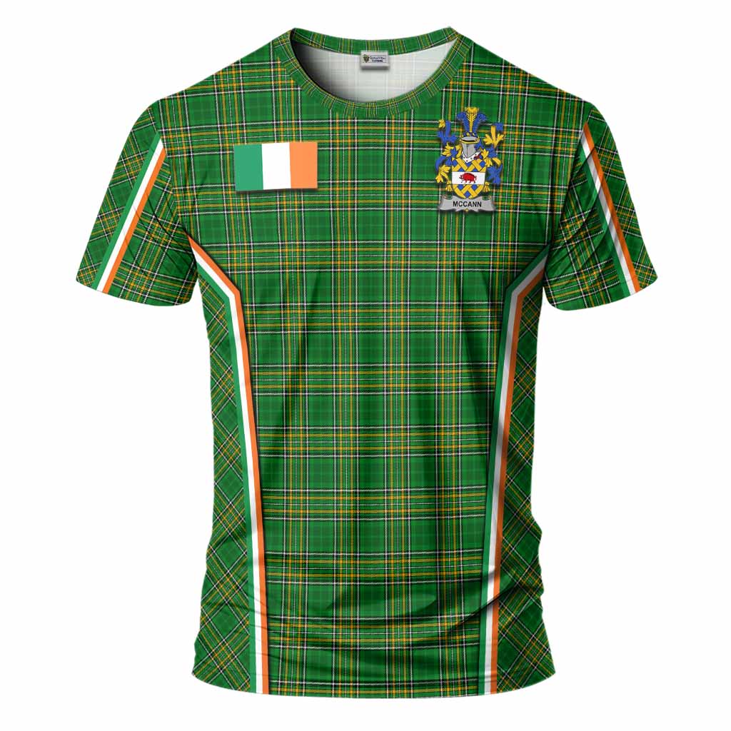 McCann Irish Clan Coat of Arm Tartan T-Shirt Flag Style