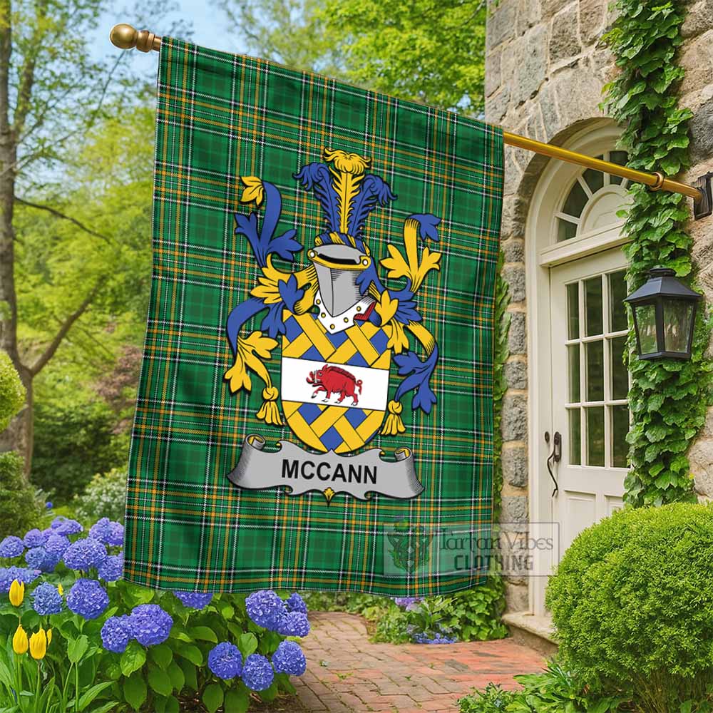McCann Irish Clan Tartan Flag with Coat of Arms