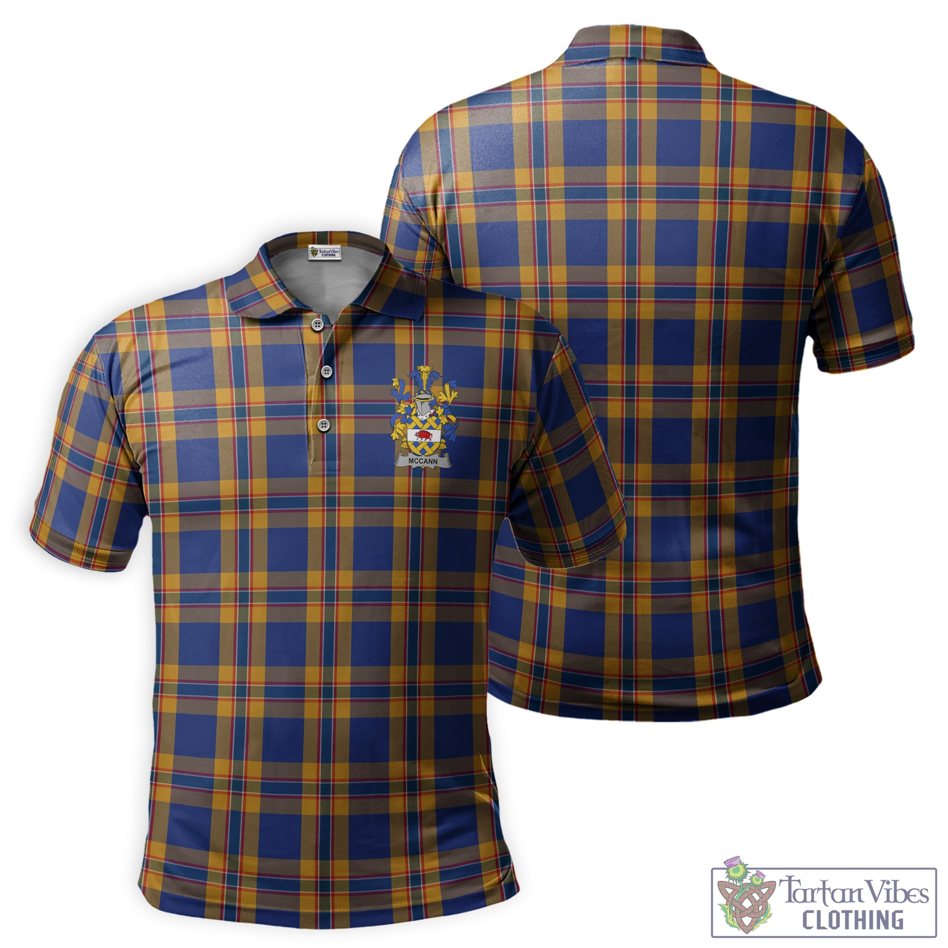 McCann Tartan Men's Polo Shirt with Family Seals Kid - Tartan Vibes Clothing