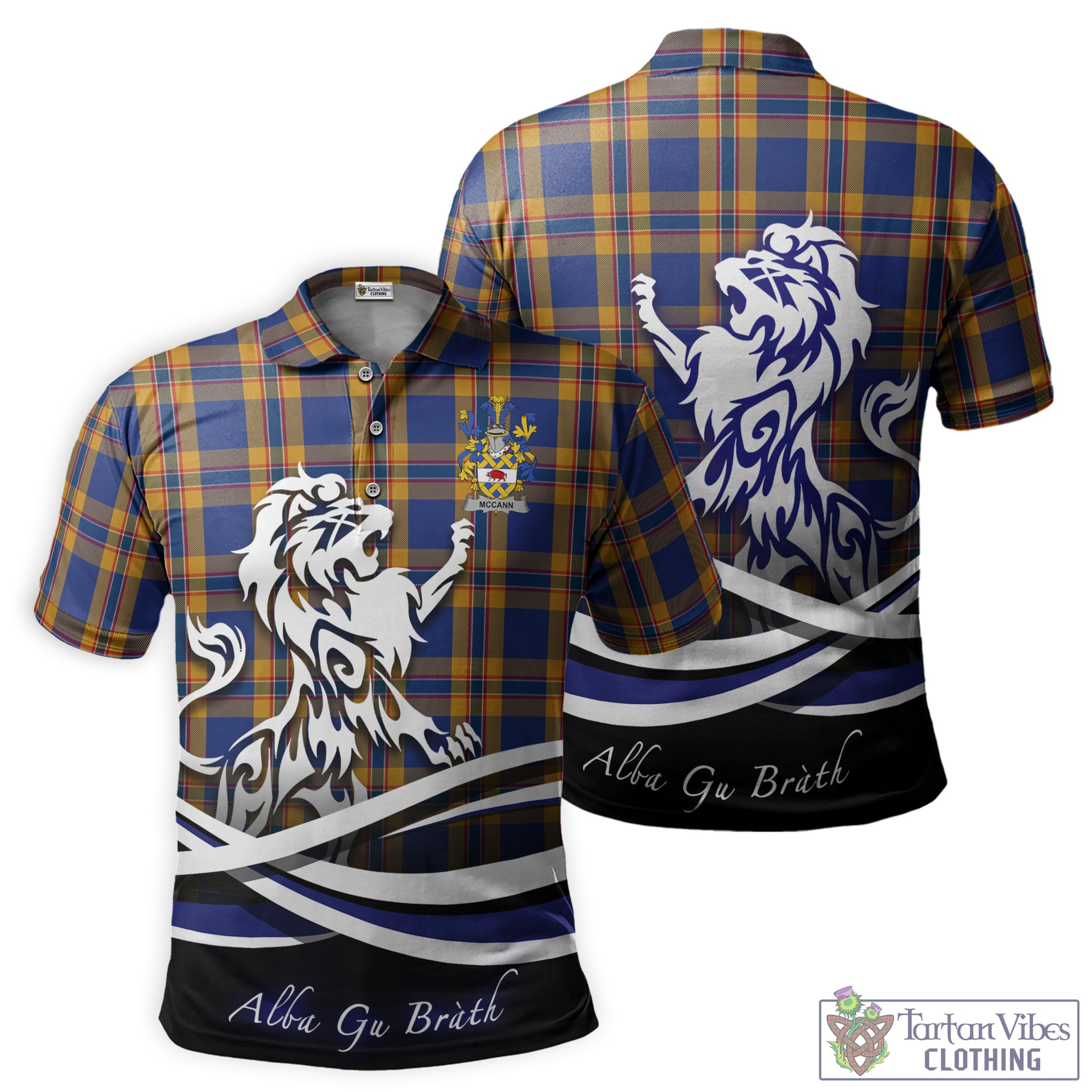 McCann Tartan Polo Shirt with Alba Gu Brath Regal Lion Emblem Kid - Tartan Vibes Clothing