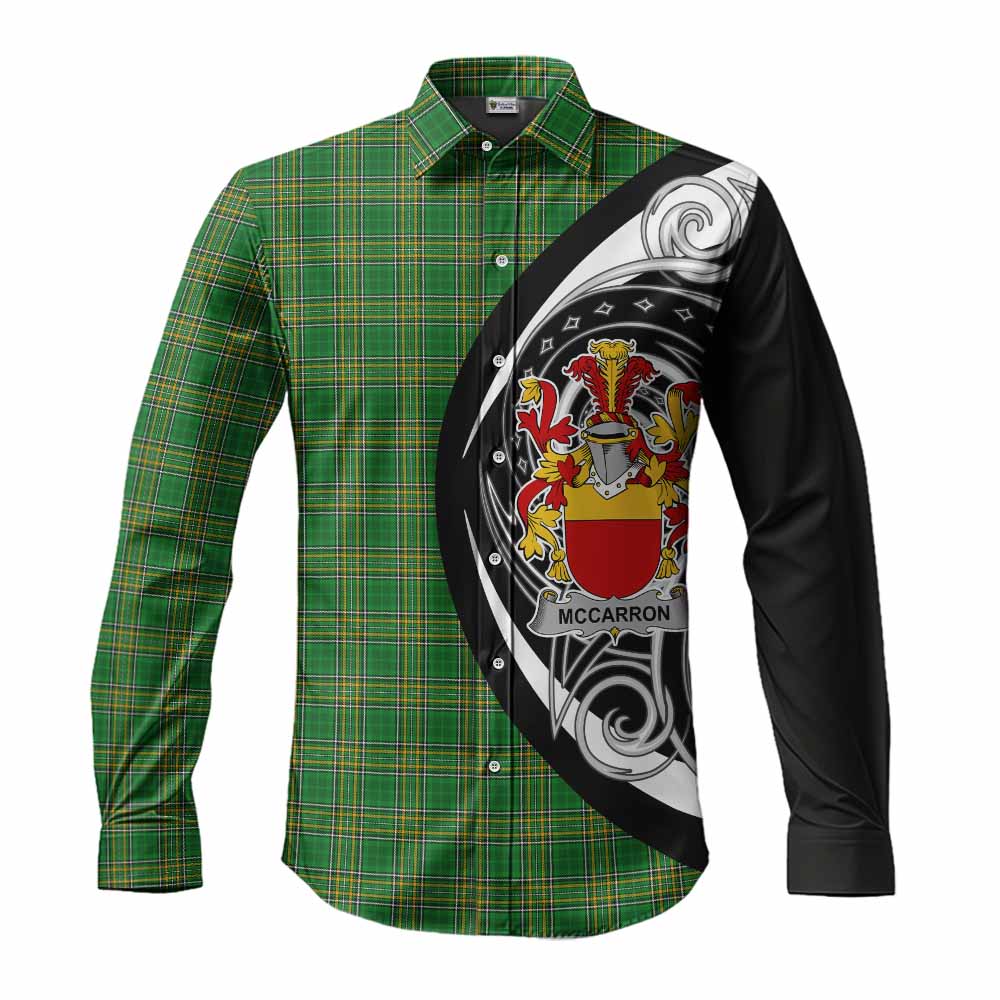 McCarron Irish Clan Long Sleeve Button Shirt Celtic Circle Style Men's Shirt S - Tartan Vibes Clothing