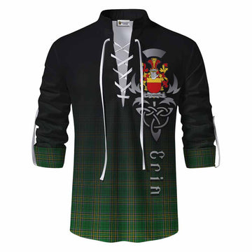 Tartan Vibes Clothing McCarron Irish Clan Ghillie Kilt Shirt with Coat of Arms Erin Go Bragh Celtic Inspired