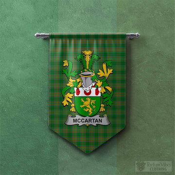 Tartan Vibes Clothing McCartan Irish Clan Tartan Gonfalon, Tartan Banner with Coat of Arms