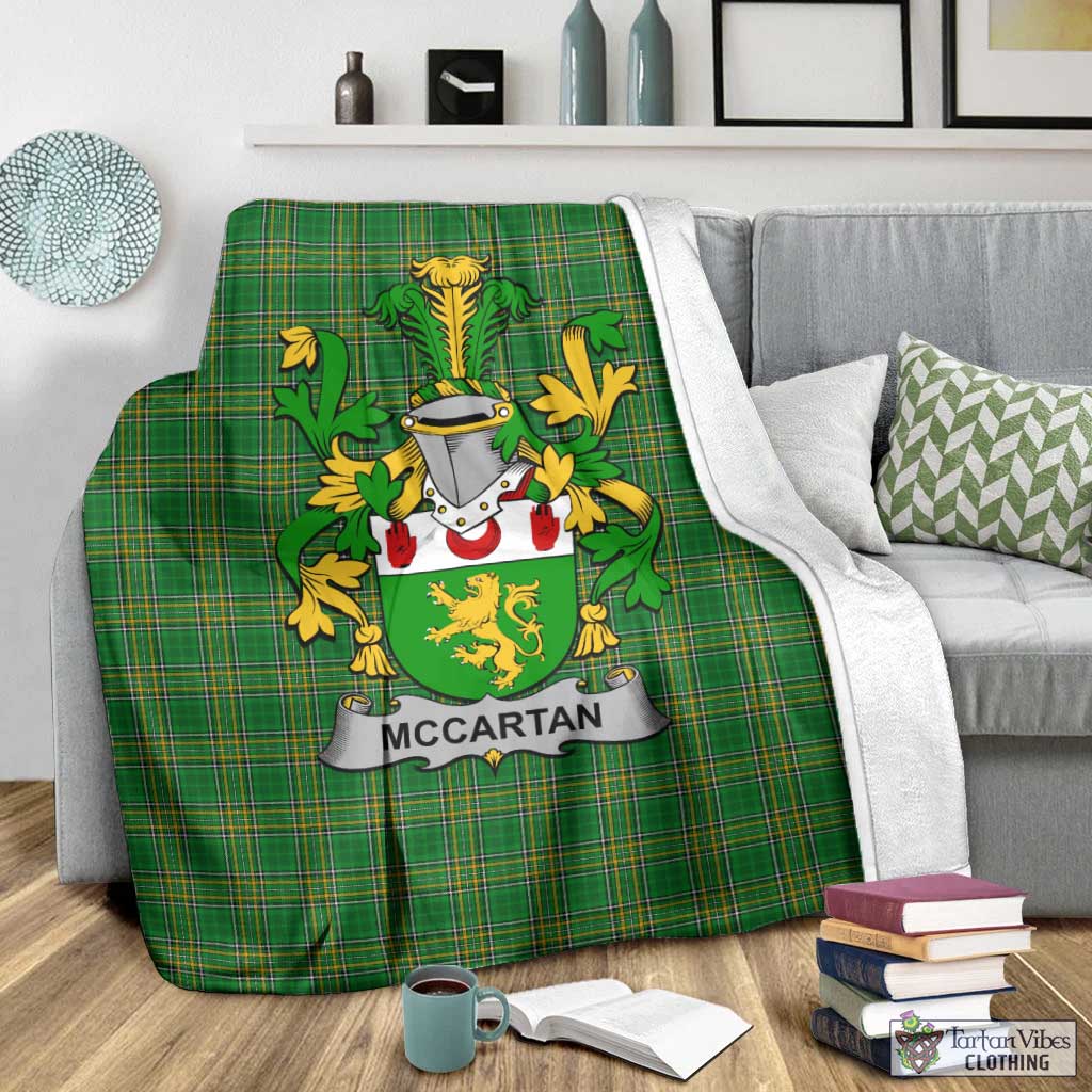 McCartan Irish Clan Tartan Blanket with Coat of Arms - Tartan Vibes Clothing