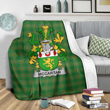 Tartan Vibes Clothing McCartan Irish Clan Tartan Blanket with Coat of Arms