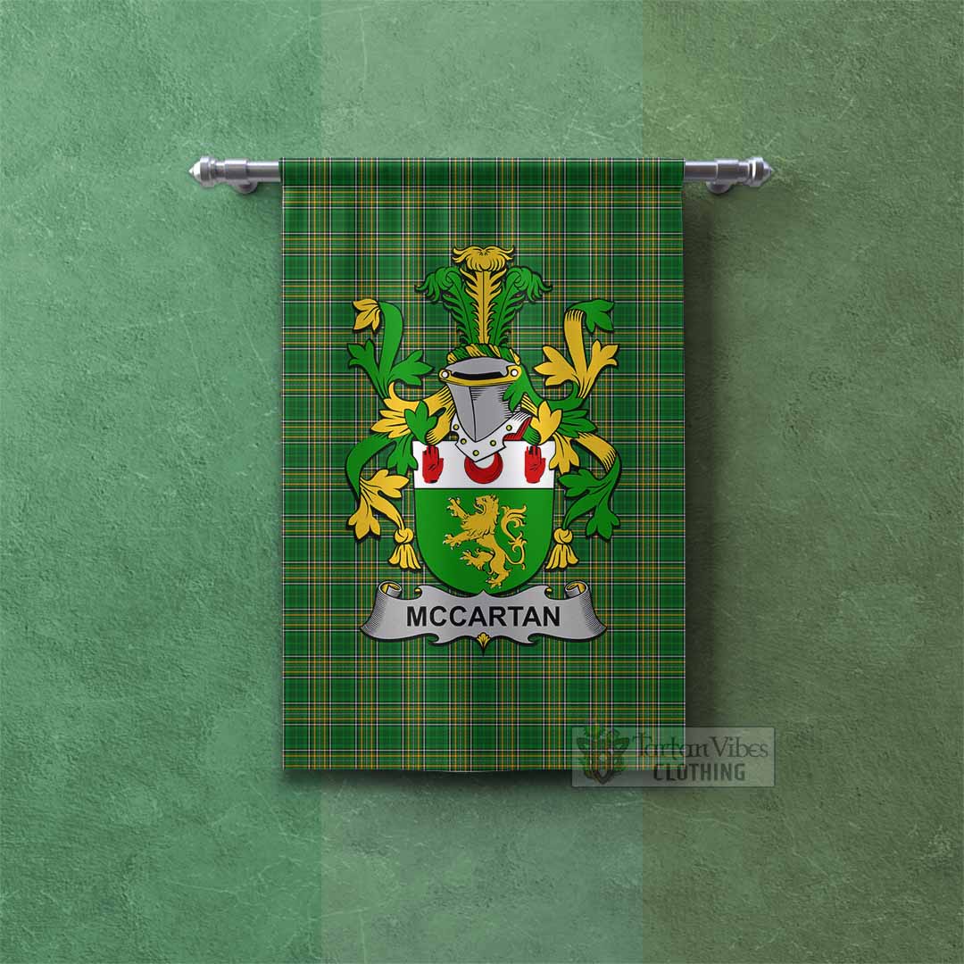 Tartan Vibes Clothing McCartan Irish Clan Tartan Gonfalon, Tartan Banner with Coat of Arms